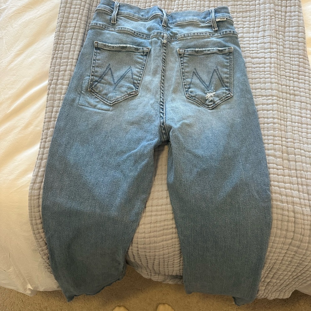 Mother The Ankle Fray Women's Blue Jeans